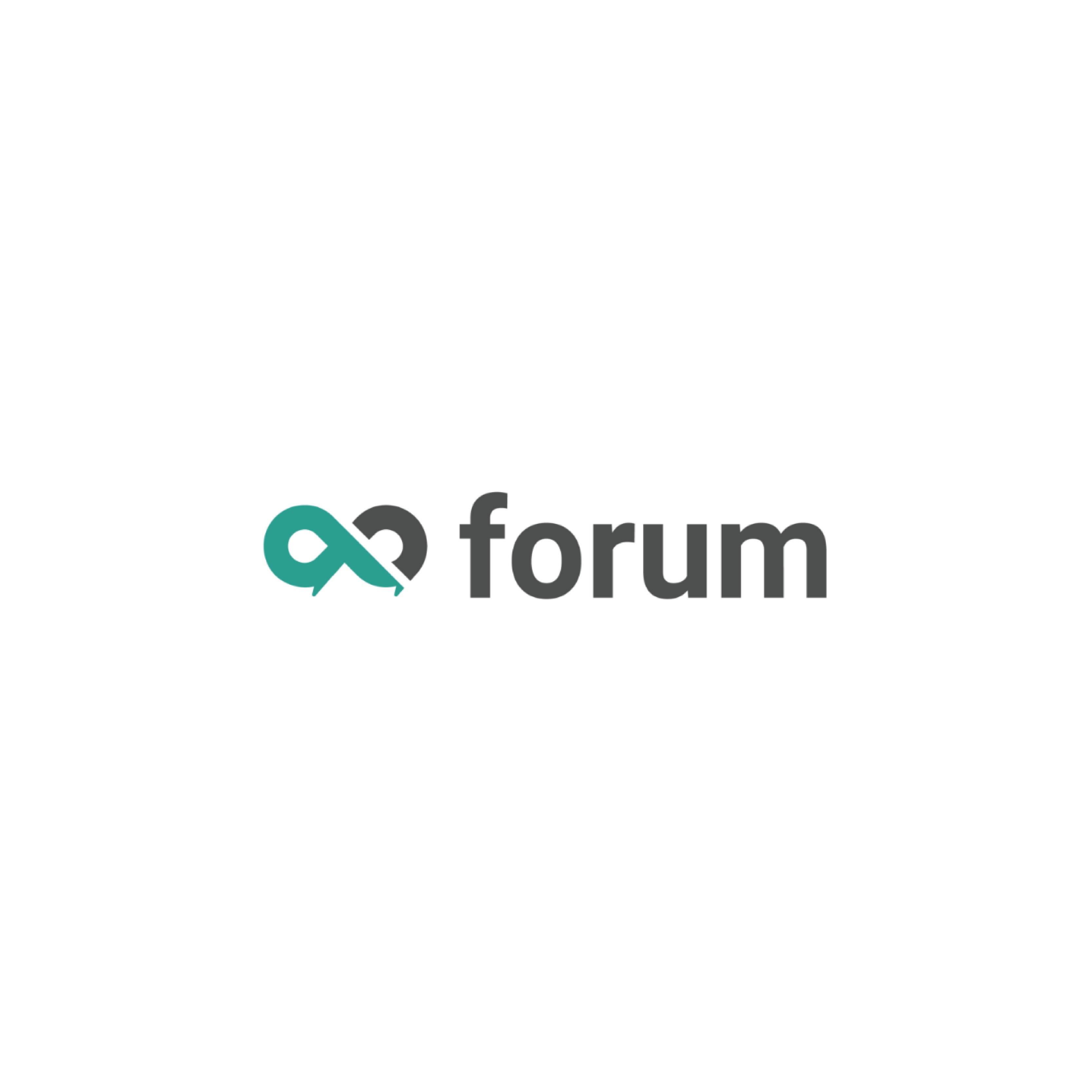 Forum sub-brand logo: infinity loop with speech bubbles