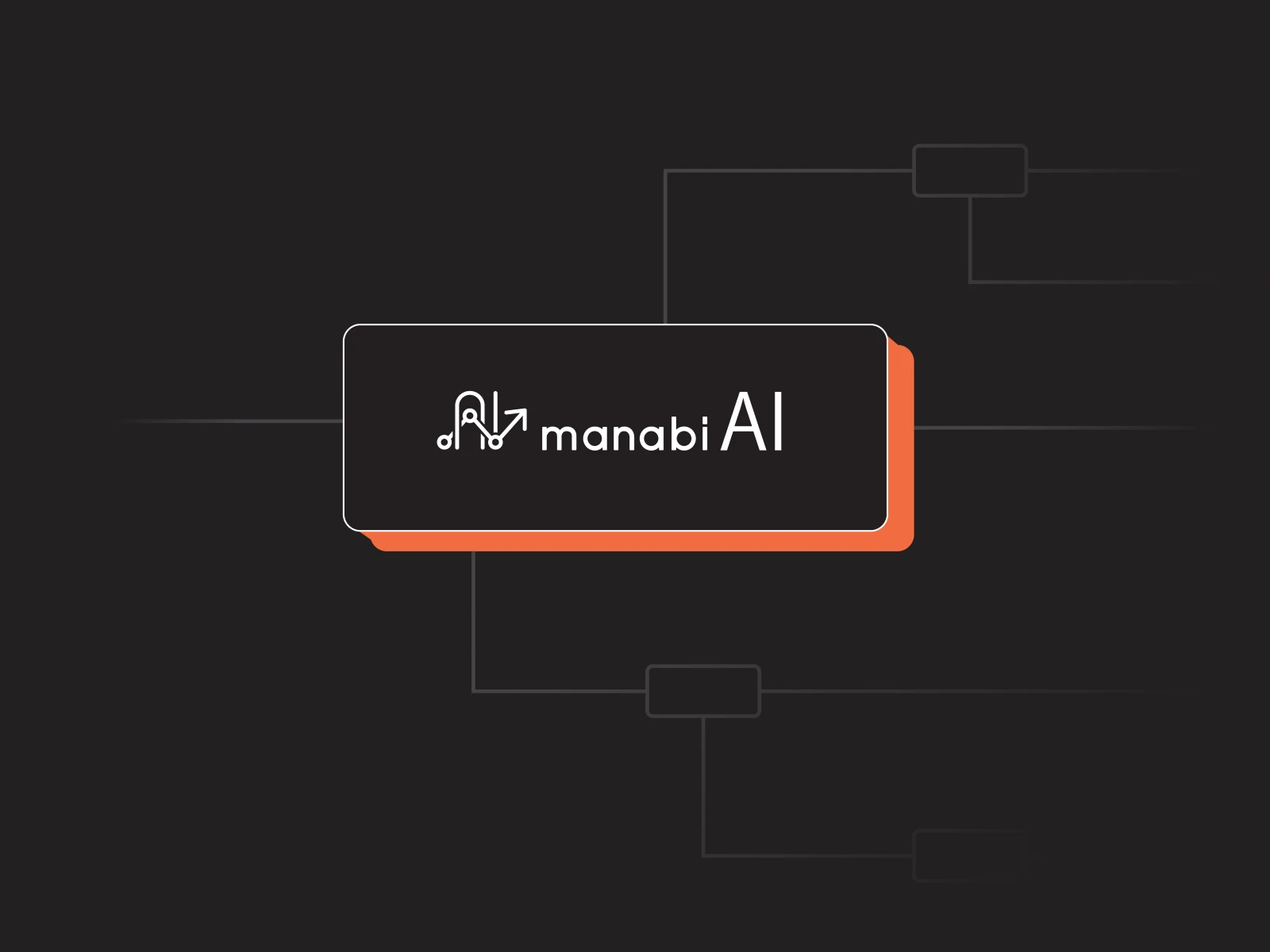 manabiAI logo mark, a workflow icon on a dark background